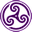 Purple wheeled triskelion