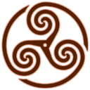 Brown wheeled triskelion