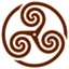 Brown wheeled triskelion