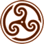 Brown wheeled triskelion