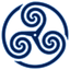 Blue wheeled triskelion