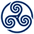 Blue wheeled triskelion