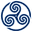 Blue wheeled triskelion