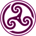 Mauve wheeled triskelion