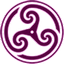 Mauve wheeled triskelion