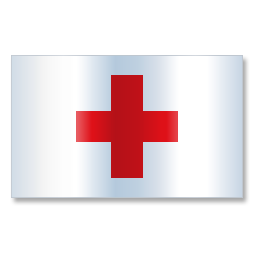 Red international cross flag