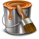 Bucket paint brown brush