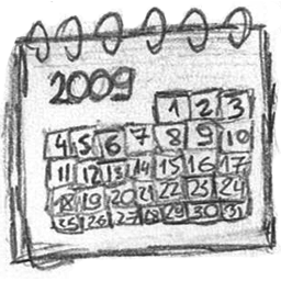 Handdrawn 2009 date calendar