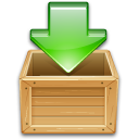 Load download wooden box green arrow