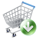 Webshop ecommerce shopping cart down arrow